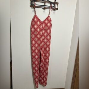 Zara Red and Cream Patterned Jumpsuit